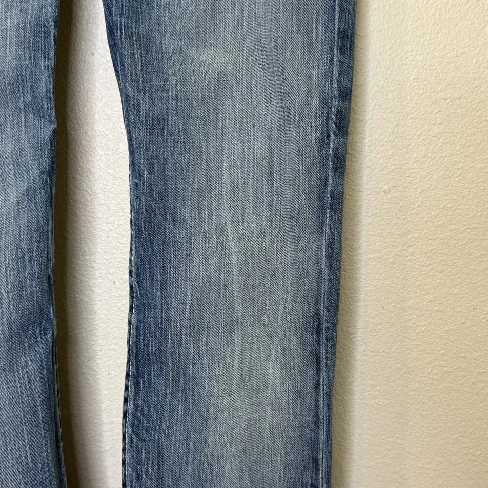 BKE‎ Denim Sabrina Crop Jeans Womens Size 26 Medium Wash Distressed Thick Stitch